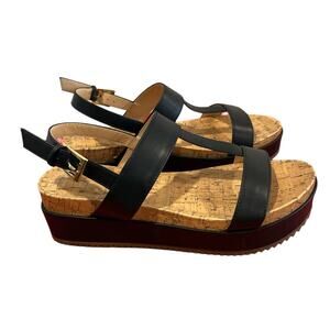 New Bandolino Black Plattform Sandals cork and Rubber Heel 8us